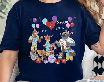 Personalized Name Age Zootopia 2 Birthday Shirt, Disney Judy Hopps Nick Wilde Birthday Present Gift, Disneyland Family Tee 604509