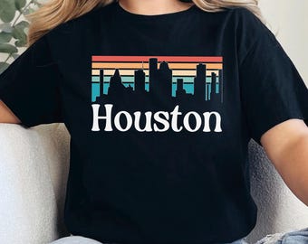 Rainbow Houston Shirt, Colorful City Pride Shirt, Houston Texas Rainbow Skyline Shirt, Houston Panorama Shirt 604599