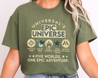 Camiseta del Universo Épico de Universal, Camiseta de Orlando Park Epic Universal Studios, Camiseta Cinco Mundos Una Aventura Épica 603421