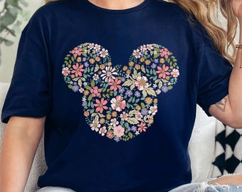 Disney Floral Mickey Head Shirt, Mickey Head Shirt, Disney Mickey Shirt, Disney Family Shirt, 601187