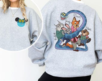 Custom Zootopia Sweatshirt, Personalized Disney Family Sweatshirt, Mickey Ears Hoodie, Disney Zootopia Characters Crewneck 604547