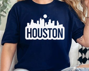 Houston Skyline Shirt, Colorful City Pride Shirt, Houston City Texas Skyline Shirt, Houston Panorama Shirt 604597