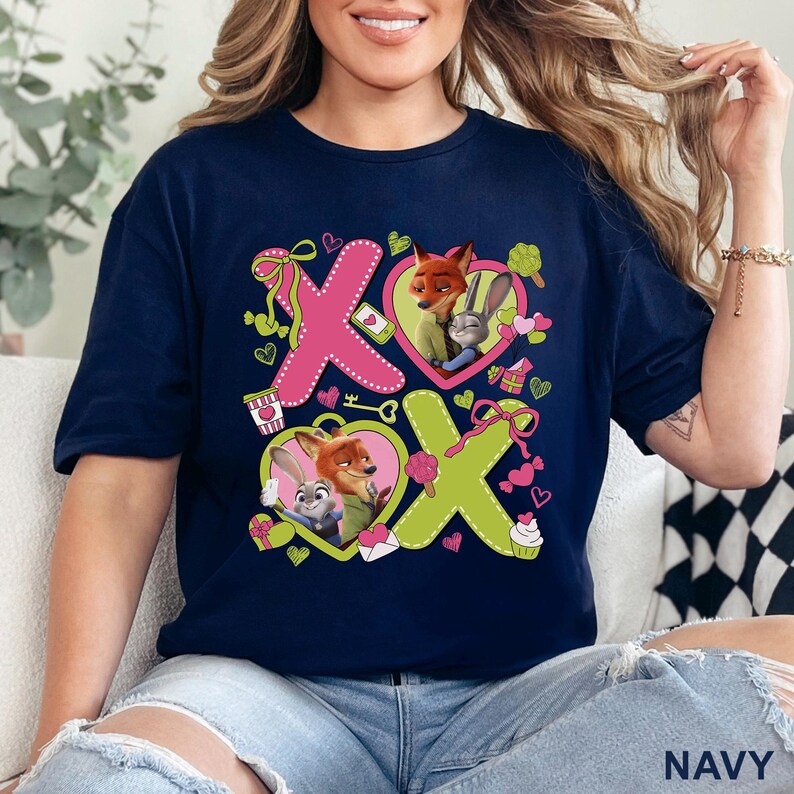 Camiseta de San Valentín XOXO de Zootopia, Camiseta de Nick Wilde y Judy Hopps, Camiseta de San Valentín de Zootopia 2, Camiseta de pareja de zorro y conejo, Camiseta de regalo de San Valentín 604535 imagen 12