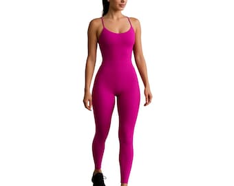 Mono deportivo de cintura alta para mujer: conjunto deportivo de una pieza para gimnasio