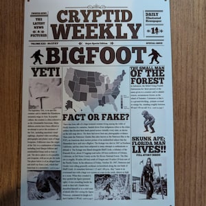 BIGFOOT newspaper aluminium movie poster