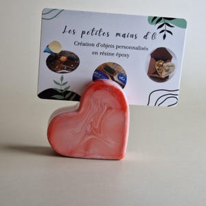 support cœur pour carte ou photo en résine époxy
