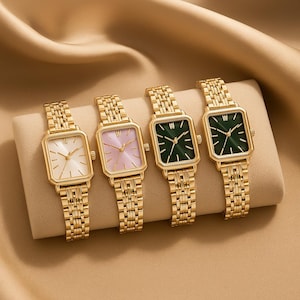 Luxury Women's Quartz Watch – Elegant Gold Stainless Steel Bracelet, Minimalist Square Dial – Gift-Ready Fashion Watch for 2025 Trends