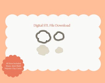 Two Part Poppy Flower Clay Cutter | Poppy Flower STL File - Floral Digital Cutter for DIY Botanical Earrings