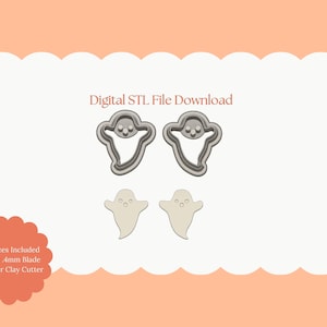 Ghost No. 2 Clay Cutter | Ghost STL File for Polymer Clay Halloween Earrings and Creepy Crafts