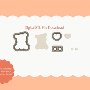 Teddy Bär Nr. 2 Ausstechform | STL Datei Download Niedlicher Bären Polymer Clay Cutter für DIY Ohrringe entzückende Schmuck und Plüschtier Basteln