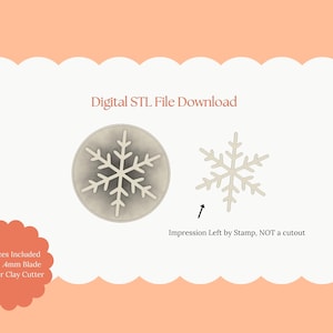 スノーフレークスタンプ粘土カッター | スノーフレークスタンプSTLファイル – お祝いのイヤリングやホリデー粘土プロジェクトのためのデジタル冬用カッター
