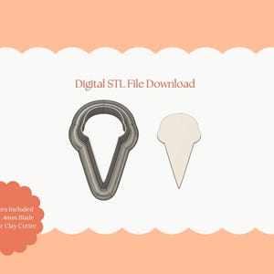 Ice Cream Shape No. 1 Clay Cutter | Ice Cream STL File for Summer Polymer Clay Earrings and Dessert-Themed Jewelry