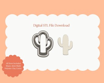 Cactus No. 2 Clay Cutter | Cactus STL File for Polymer Clay Earrings and Southwest Jewelry