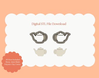 Teekanne Nr. 1 Ausstechform Digitale STL Datei Teekanne Polymer Clay Cutter für DIY Teeliebhaber Ohrringe Cottagecore Schmuck Zubehör