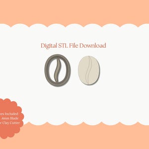 Coffee Bean Clay Cutter | Coffee Bean STL File – Digital Cafe Cutter for Barista Earrings & Cozy Clay Crafts