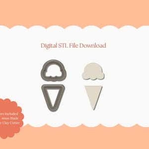 Ice Cream 2 Part Clay Cutter | Ice Cream 2 Part STL File – Digital Frozen Treat Cutter for Dessert Earrings and Sweet Summer Crafts