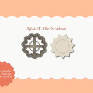 Sun No. 3 Clay Cutter | Sun STL File – Digital Celestial Cutter for Summer Earrings and Sunshine Clay Projects