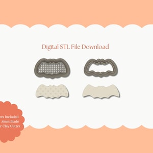 Bat Ice Cream Sandwich Clay Cutter | Bat Sandwich STL File – Digital Halloween Cutter for Spooky Earrings & Sweet Clay Crafts