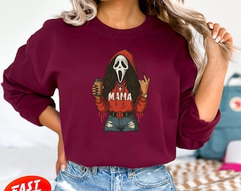 Halloween Horror Mama Custom Sweatshirt, Cute Spooky Mama Hoodie, Family Spooky Season Sweaters, Killer Halloween Hooded, Mama Killer