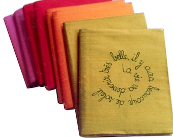 Simple Silk Photo Album/  Brag book in Holiday gift box for him or for her. Gift for a friend  with French poem about the sun