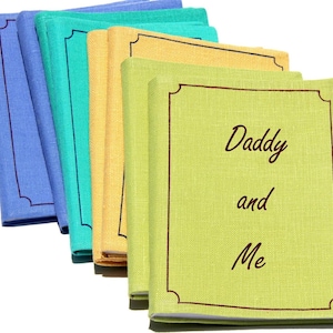 Small linen photo album w/ Daddy and Me or custom cover. Dad&#39;s Brag book. Father&#39;s present in gift box. Gift for men or birthday. 4x6 photos
