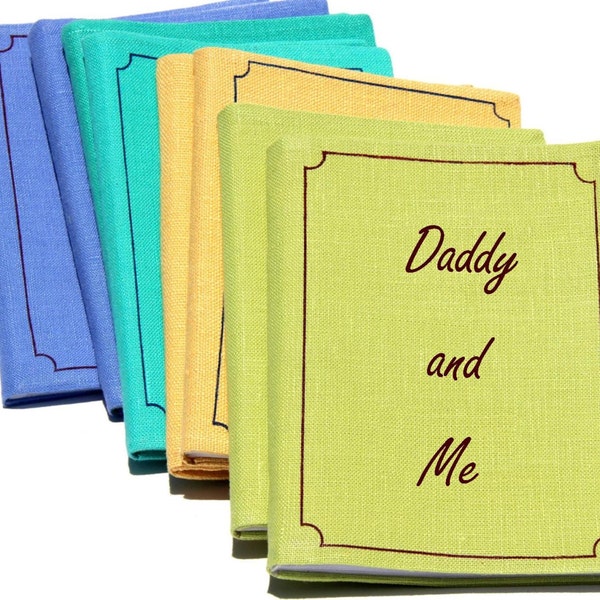 Small linen photo album with Daddy and Me. Dad's Brag book. Father's present in gift box. Gift for men, for him, his birthday. 4x6 photos