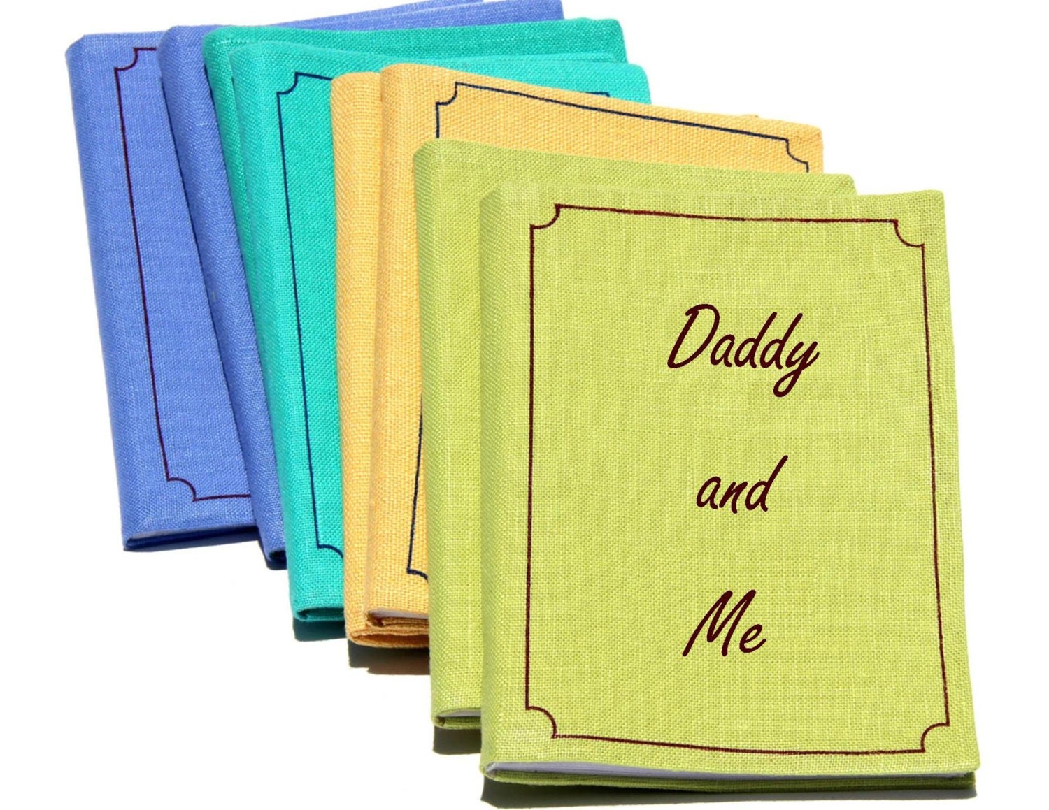 Small linen photo album w/ Daddy and Me or custom cover. Dad's Brag book. Father's present in gift box. Gift for men or birthday. 4x6 photos