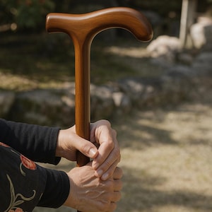 36 Inches Walnut wooden walking cane for men, lightweight cane, wooden walking stick, Unique Grandparent or Father&#39;s Day Gift