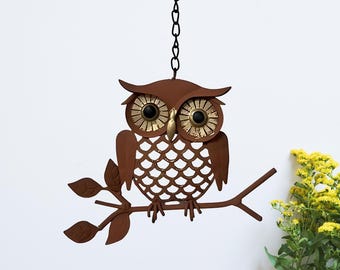 Wrought Iron Outdoor Owl Garden Decor, Baby Owlet Decor Woodland, Rustic Home Decor, Owl Family Art Gift, Cute Garden Decor Ornaments.