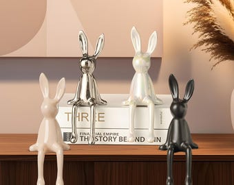 Modern Bunny Figurine Shelf Decor, Sitting Rabbit Sculpture, Minimalist Easter Bunny Statue, Cute Rabbit Ornament, Nordic Home Decor Gift