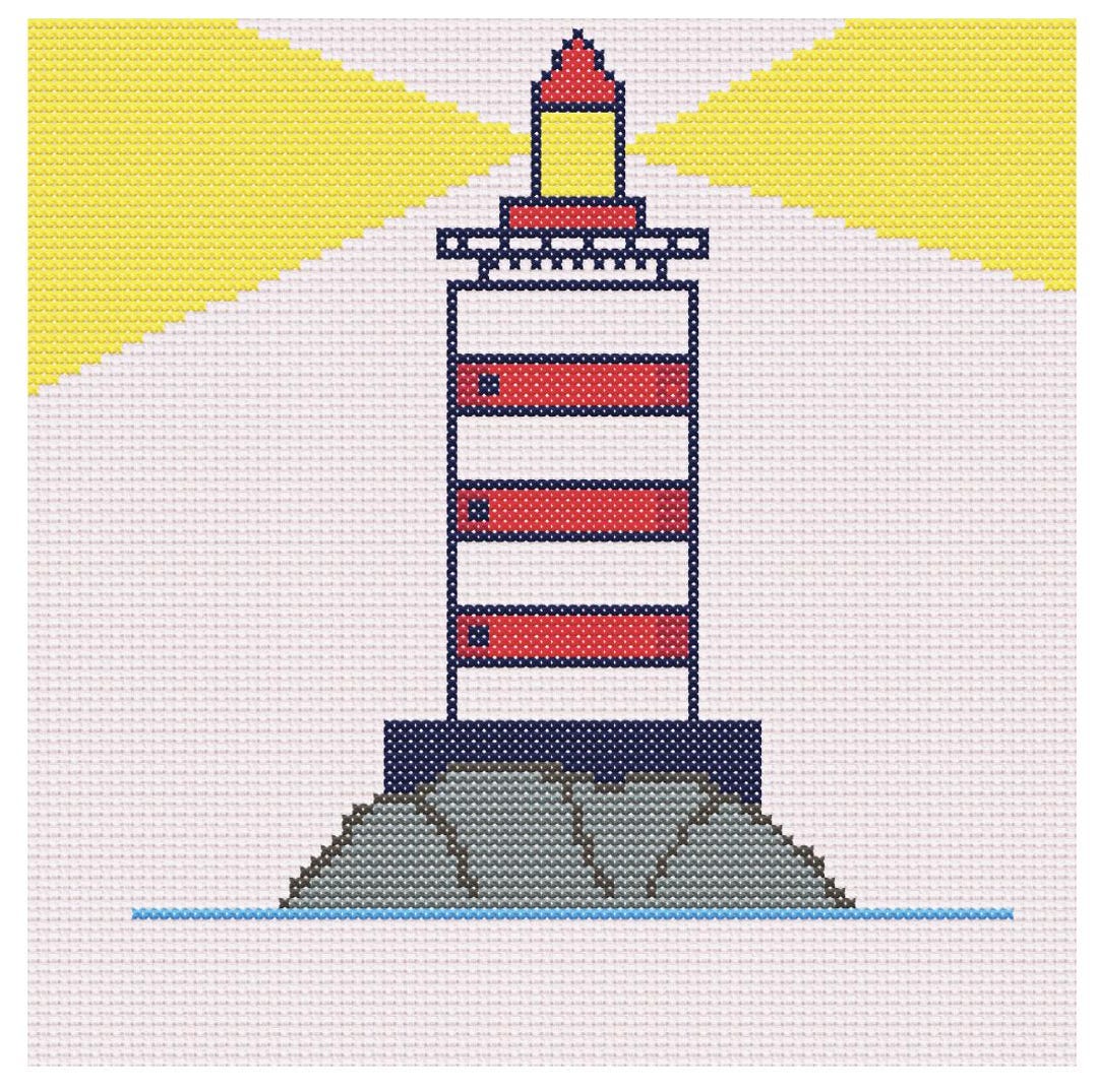 Lighthouse Cross Stitch Pattern, Nautical Lighthouse, New England ...