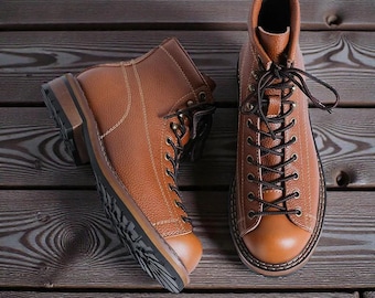 Botas de cuero vintage para hombre: zapatos de trabajo de caña alta, estilo británico, con plataforma para primavera.