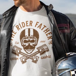 The Rider Father Motorcycle Tee - Perfect Gift for Bikers, Custom Garage Apparel, Casual Wear, Father&#39;s Day Gift, Unique Rider Shirt