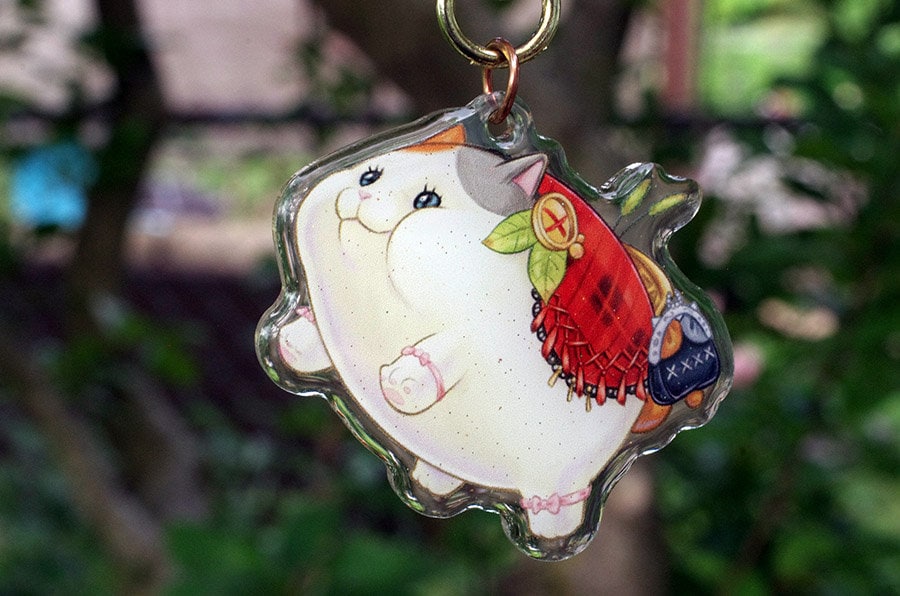 Final Fantasy XIV Fat Cat Glitter Charm Keychain