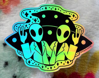 Alien Holographic Vinyl Sticker