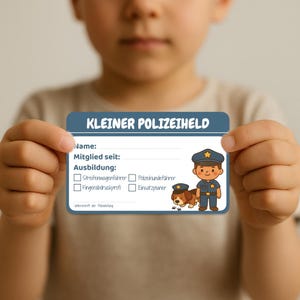 Tessera di riconoscimento della polizia per la festa di compleanno di un bambino – PDF stampabile | Carta d'identità per bambini della polizia