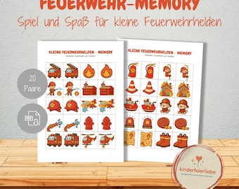 Firefighter Memory Game for Kids | Printable Children's Game Cards PDF for Printing