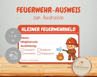 Firefighter ID Card for Children's Birthday Party | Printable PDF Template