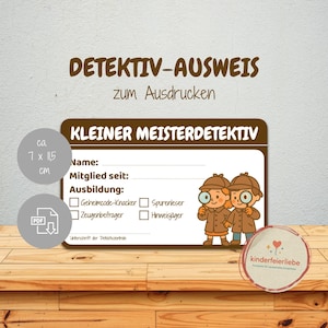 Detective verjaardagsfeest ID-kaart | Detective ID-kaart afdrukbaar PDF-sjabloon