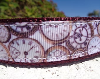 Dog Collar Quick Release Dog Collar or Martingale dog collar 1" width, Vintage Clock Faces, sizes S - XL