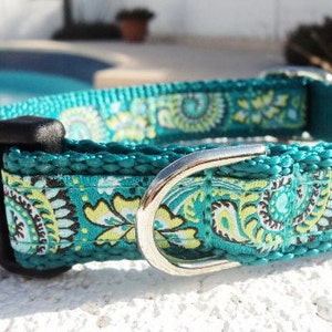 Dog Collar Quick Release dog collar Natures Ferns 3/4 width, S M sizes, no martingale in this collar image 2