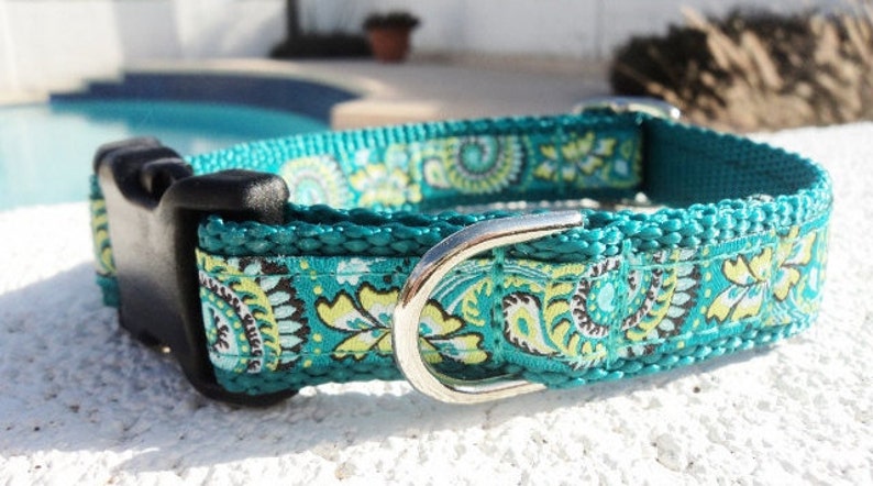 Dog Collar Quick Release dog collar Natures Ferns 3/4 width, S M sizes, no martingale in this collar image 2