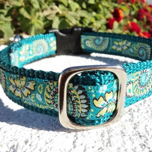 Dog Collar Quick Release dog collar Natures Ferns 3/4 width, S M sizes, no martingale in this collar image 4