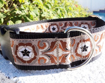 Wide Dog Collar Quick Release Dog Collar or Martingale Dog Collar, 1.5” width, adjustable, Vintage Earth, sizes S - XXL