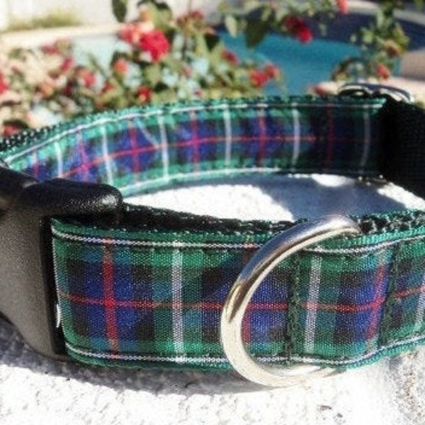 Dog Collar Quick Release Dog Collar Collar or Martingale Dog Collar, 1” width, McKenzie Tartan, adjustable, S-XL sizes