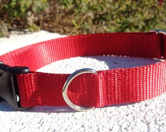 Dog Collar Quick Release Dog Collar or Martingale Dog Collar, 3/4”, 1”, or 1.5” width in 20 colors, plain no ribbon, sizes S - XXL,