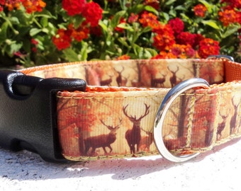 Dog Collar Elk in Mist; Quick Release 1" Width, sizes S - L