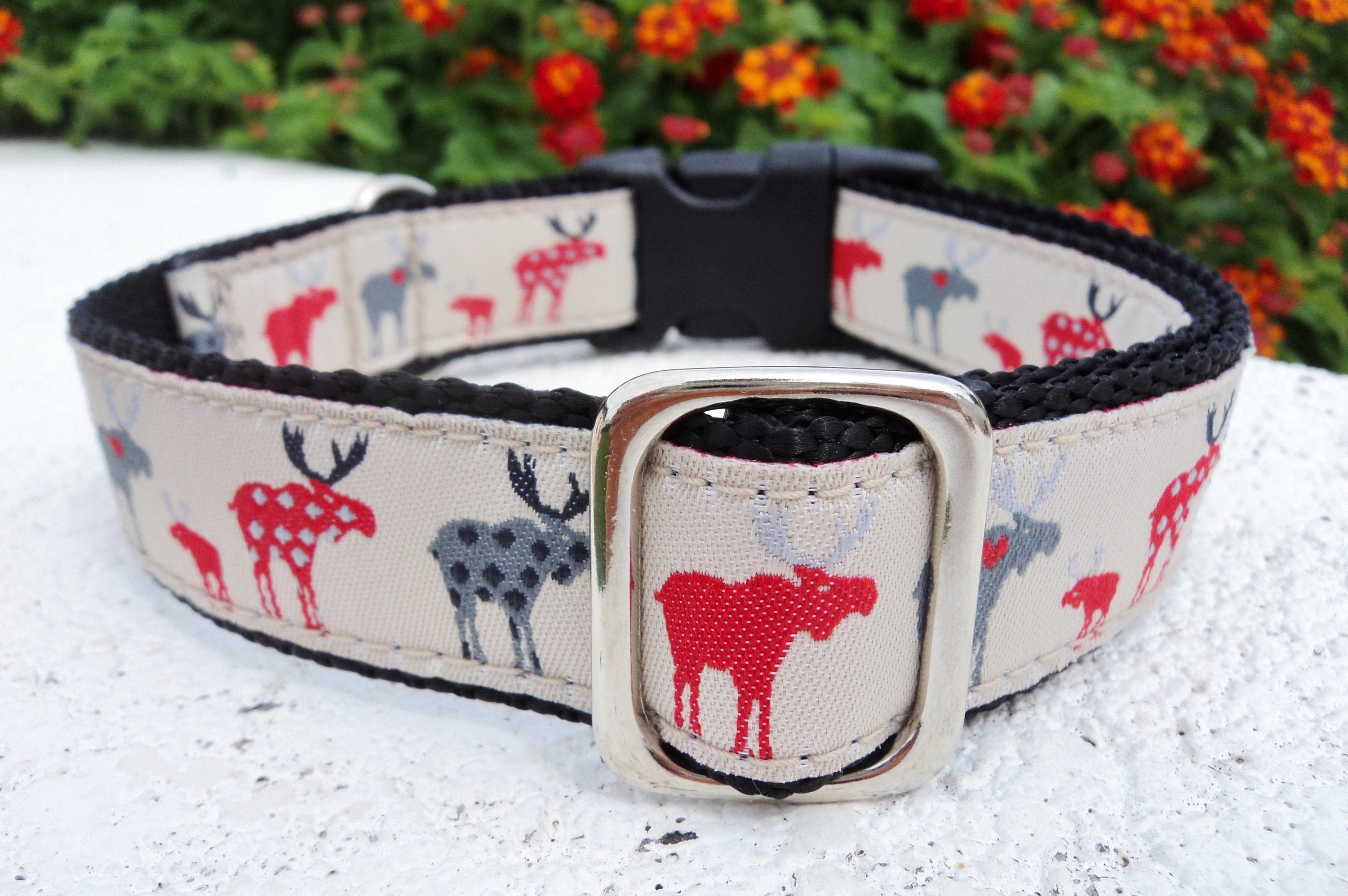 Moose Dog Collar 3/4or 1 Flat Side Release or Etsy