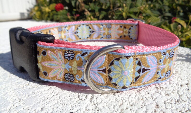 Dog Collar Rose Gold Zinnia Quick Release Dog Collar or Martingale Dog Collar, 3/4 or 1 width, sizes S L, image 2