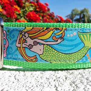 Wide Dog Collar Quick Release Dog Collar or Martingale Dog collar Mermaid, 1.5, adjustable, custom made, sizes, S XL image 3